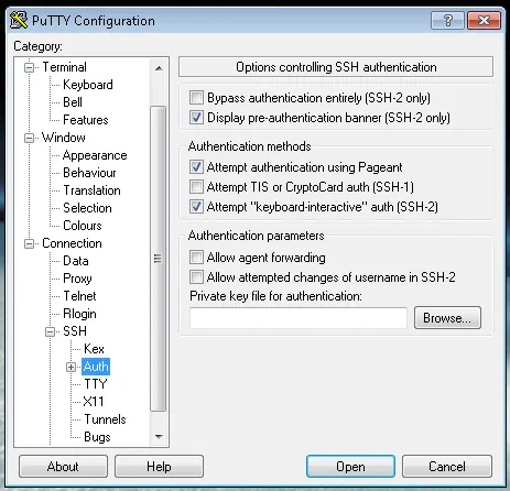 Configuração do Putty