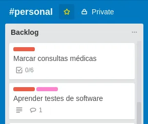 Imagem de uma label no Trello, um indicador que fica colorido nos cards